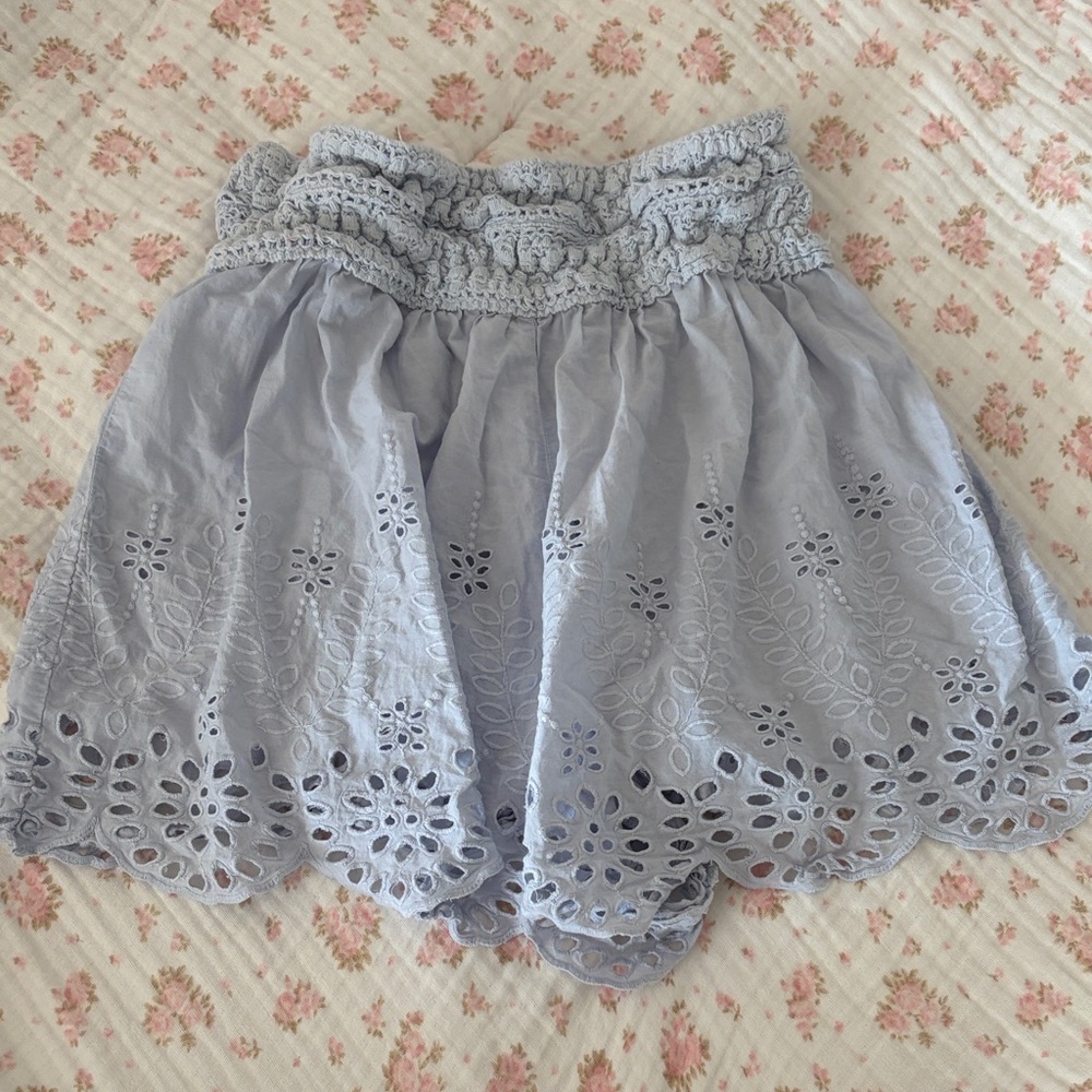 Free People Light Blue Eyelet Shorts